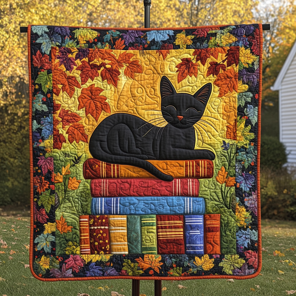 Autumn Paws Quilted Blanket Unique Gifts For Cat Lovers