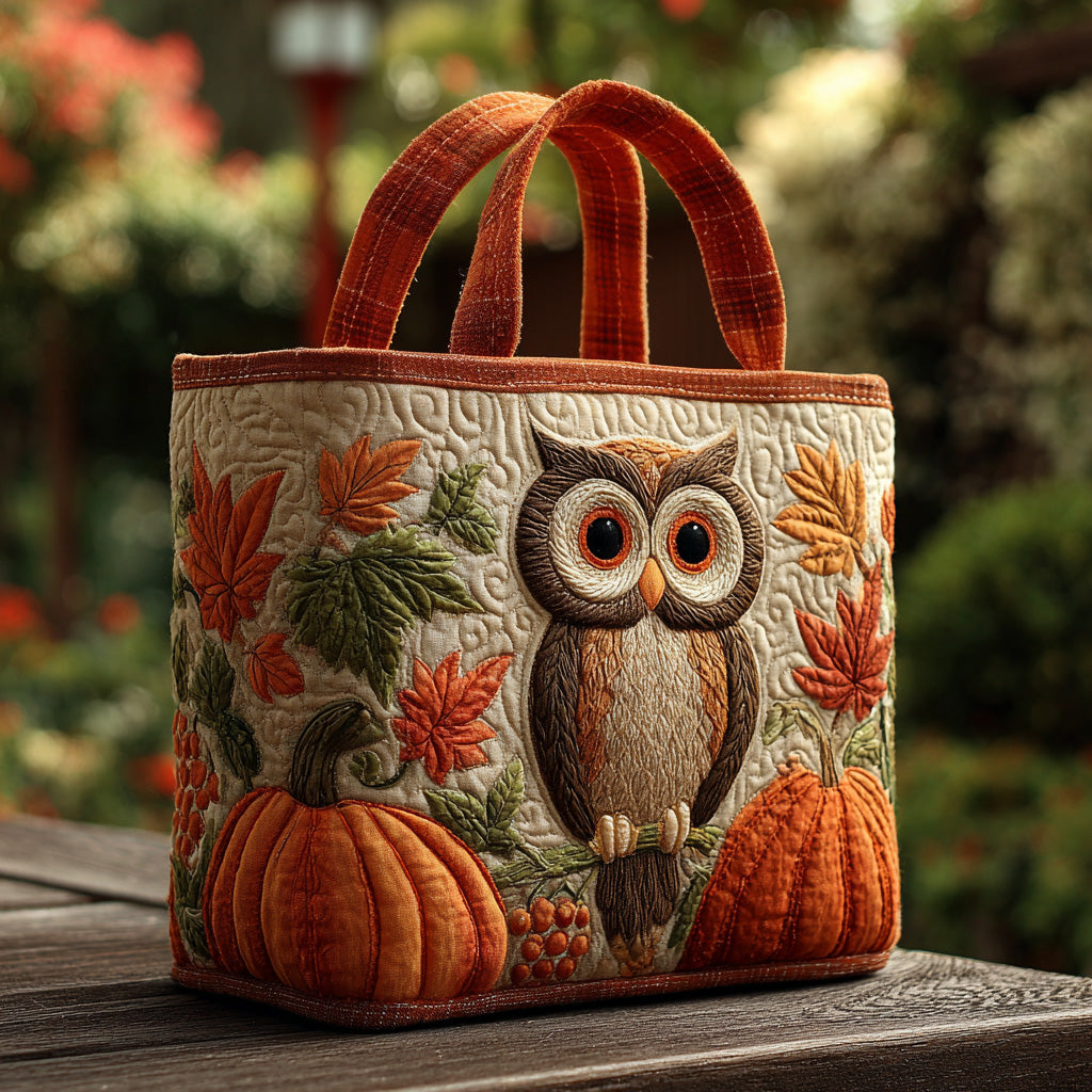 Autumn Perch Quilted Tote Bag Owl Christmas Presents
