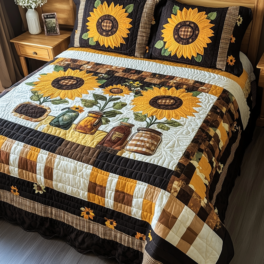 Autumn Petals Quilted Bedding Set Personalized Bedding Set Gift for Couples