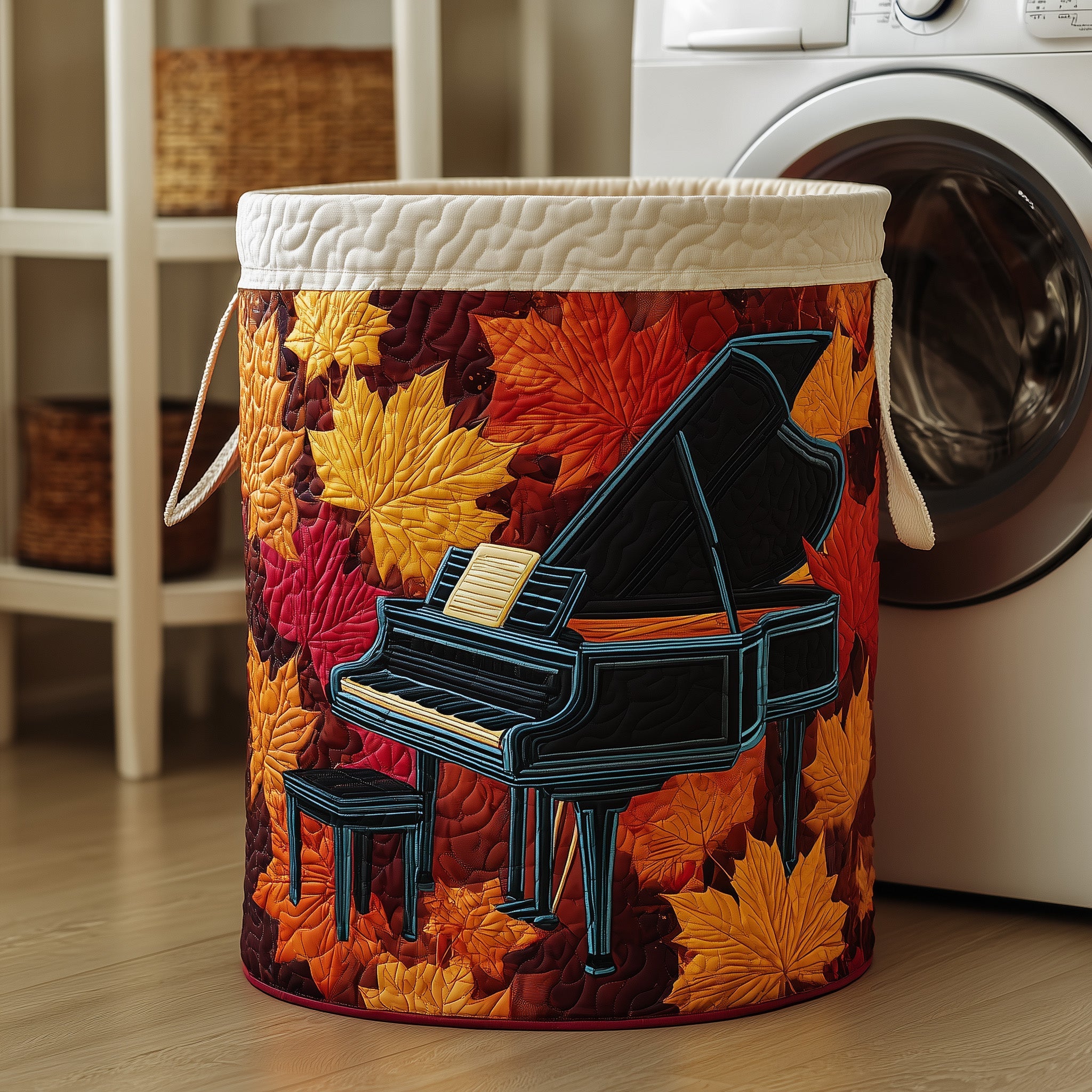 Autumn Piano Quilted Laundry Basket Holiday Favorite Gift