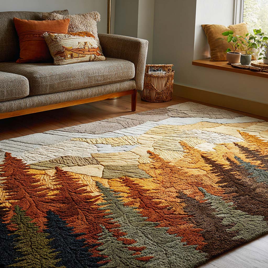 Autumn Pines Area Rug Christmas Entry Way Decor Gifts For Forest Lovers