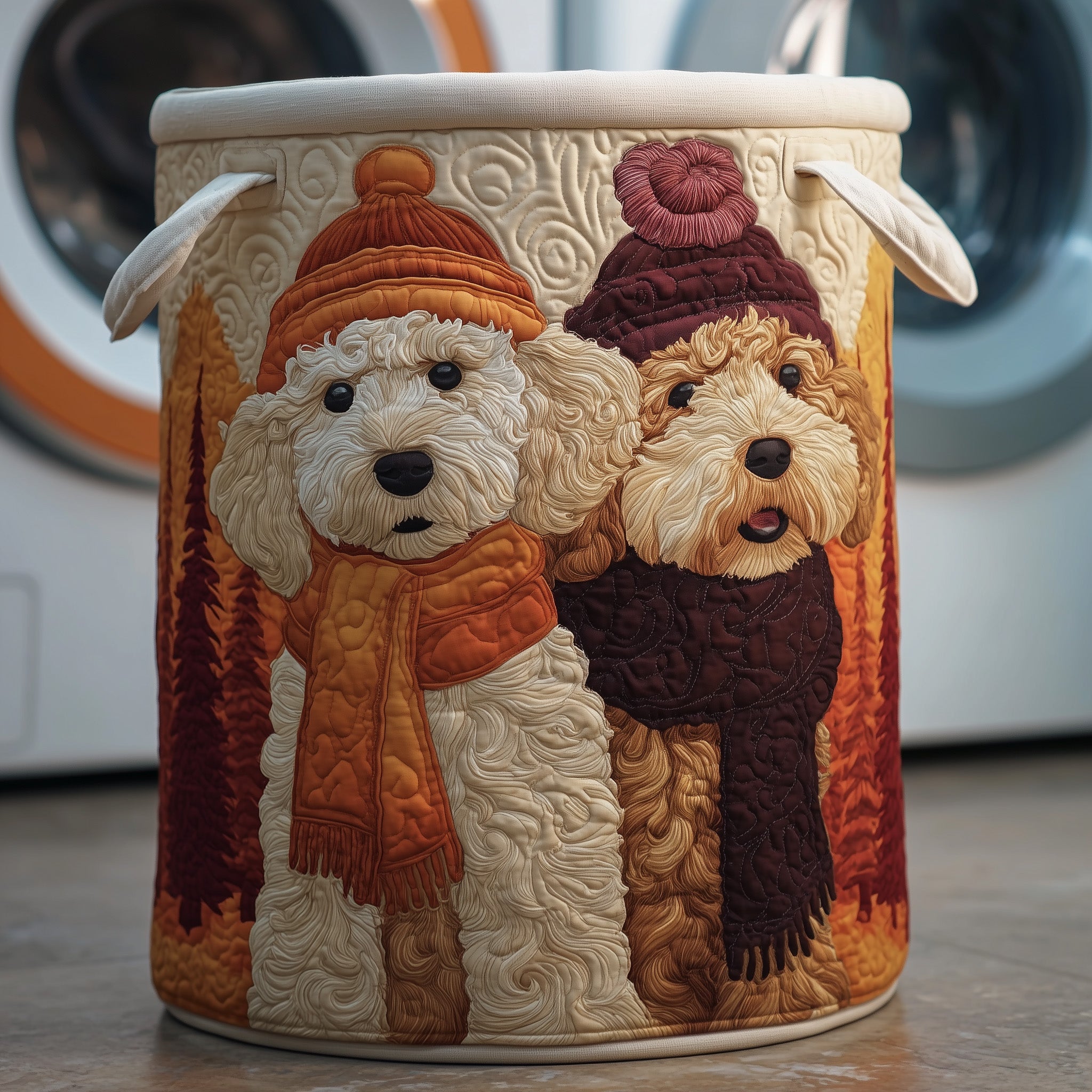 Autumn Poodle Quilted Laundry Basket Graduation Merch Gift