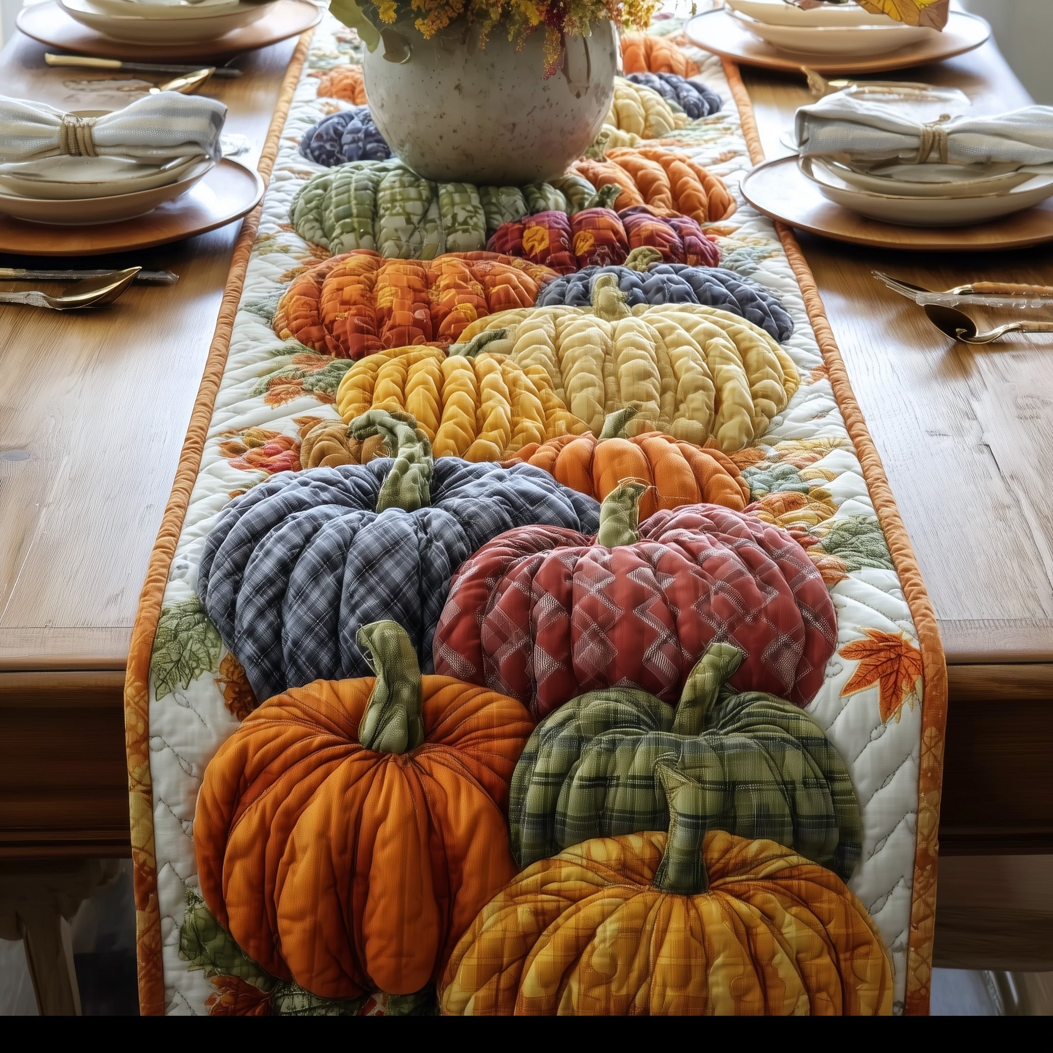 Autumn Pumpkin Dream Quilted Table Runner Table Runner for Holiday Gatherings