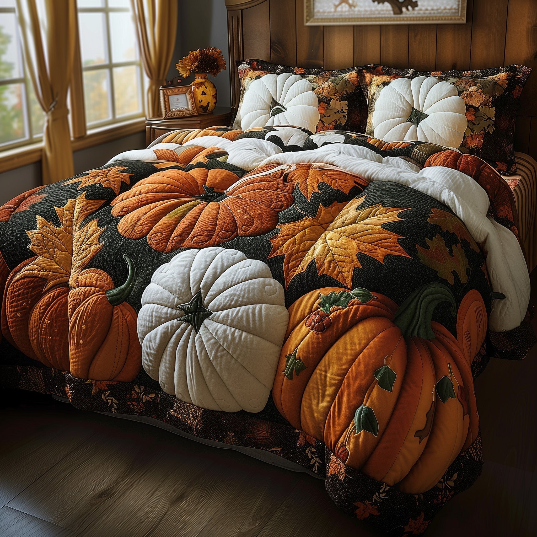 Autumn Pumpkin Duvet Cover Set Holiday Season Merch