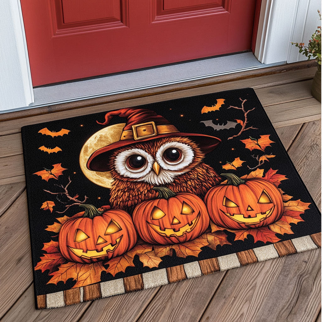 Autumn Pumpkin Owl Doormat Best Halloween Gift For Friends and Family