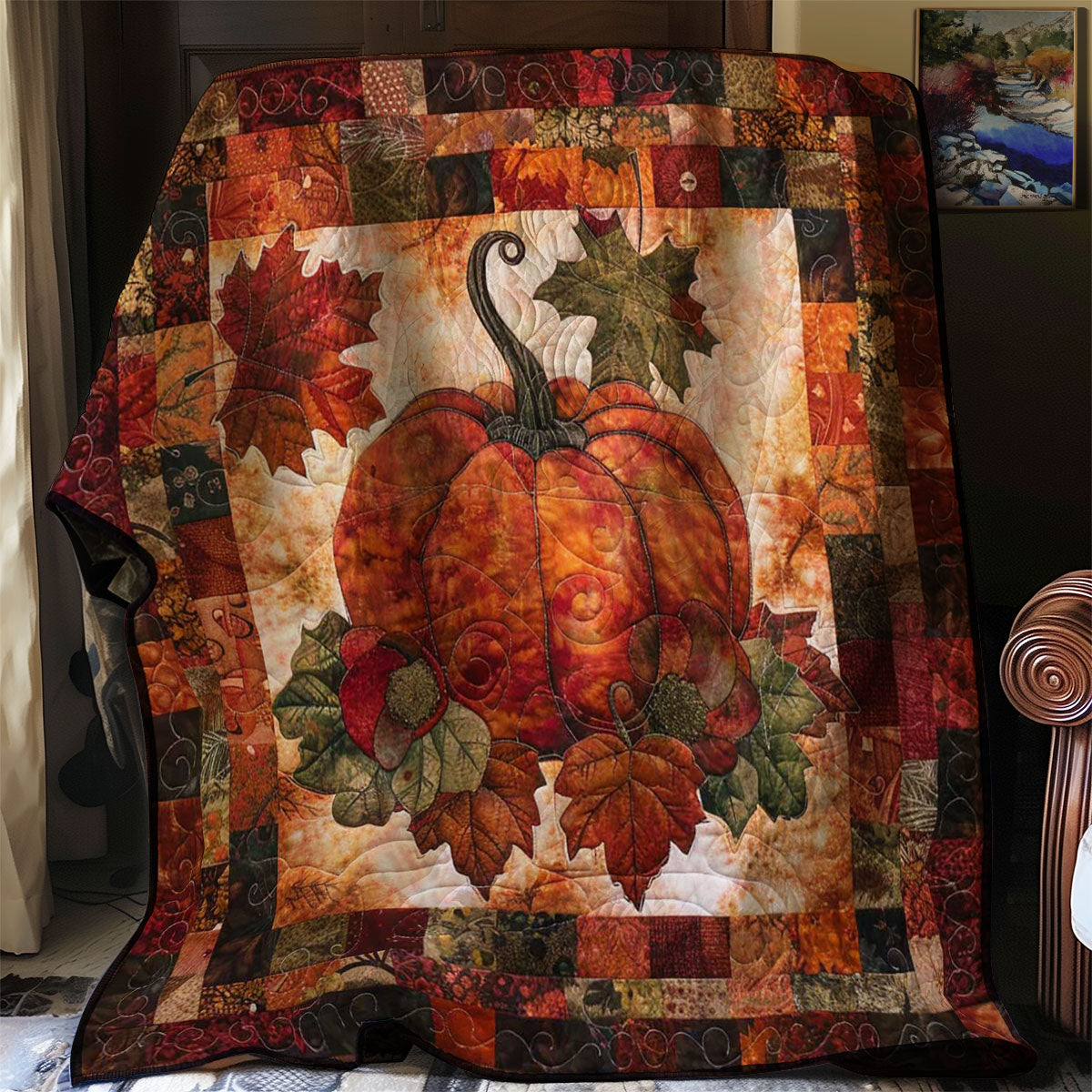 Autumn Pumpkin Quilt Blanket Queen Size Blanket Best Holiday Gifts 2025