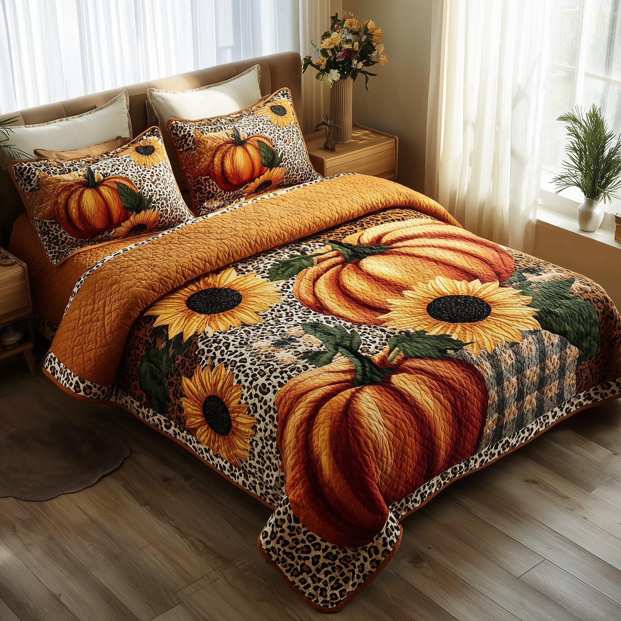 Autumn Pumpkin Quilted Bedding Set Ultimate Comfort