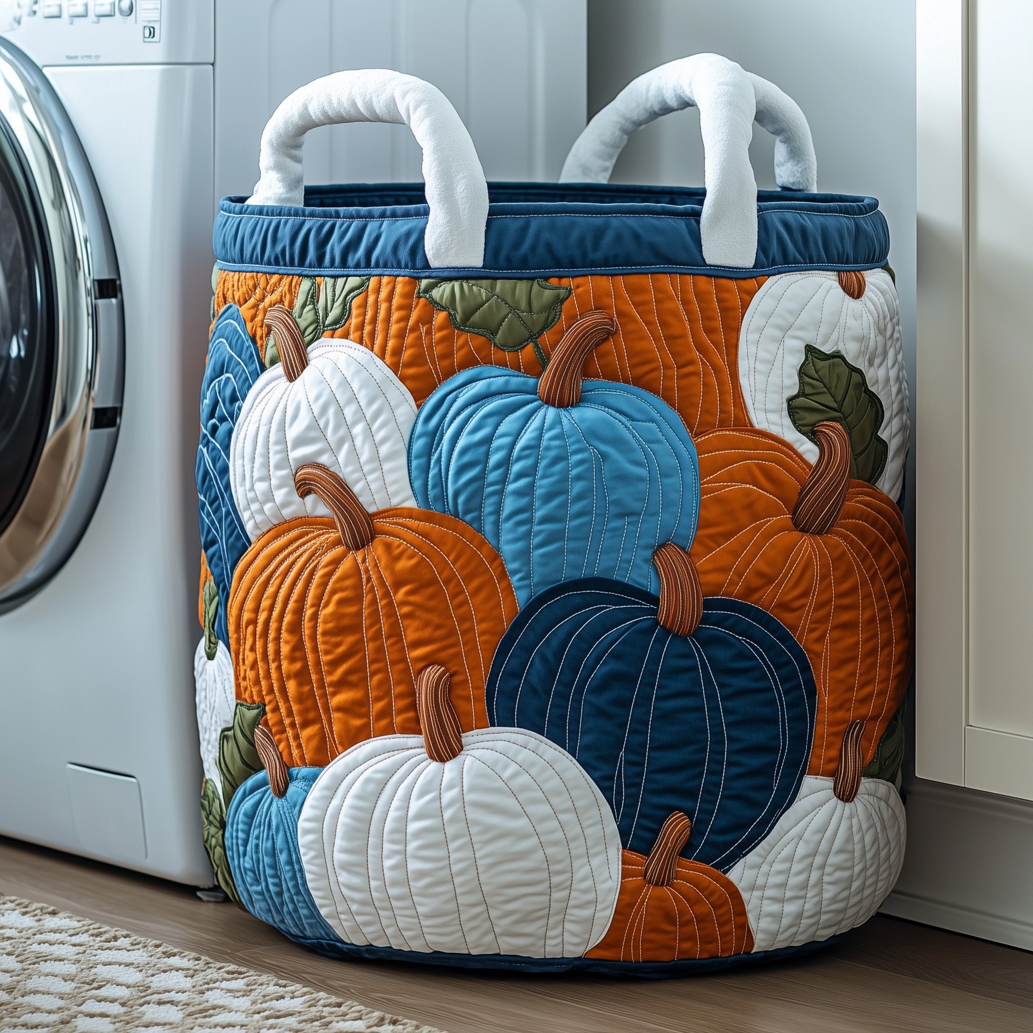 Autumn Pumpkin Quilted Laundry Basket Foldable Basket Storage Cool Gifts For Pumpkin Lovers