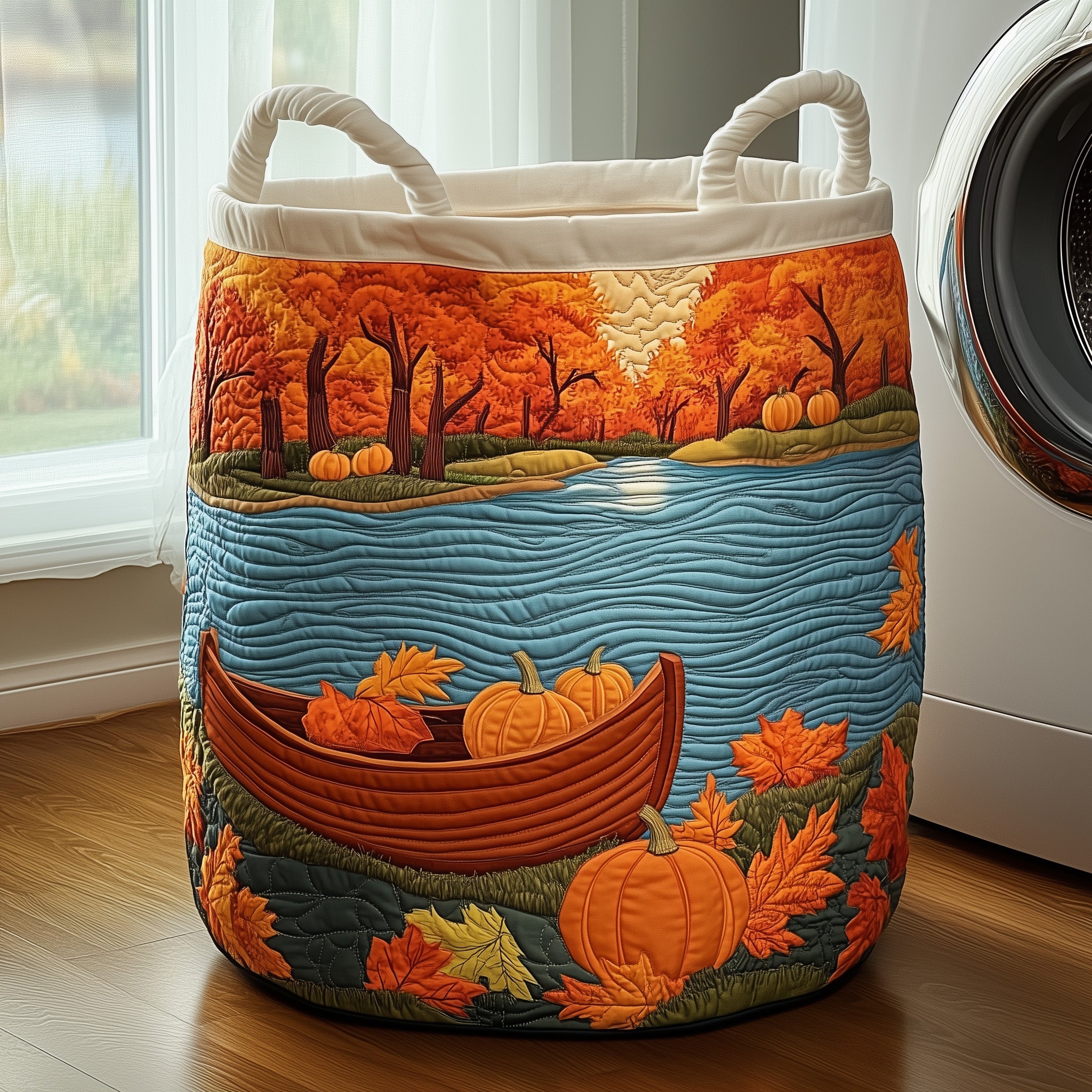 Autumn Pumpkin Quilted Laundry Basket Foldable Basket Storage Present For Pumpkin Fans