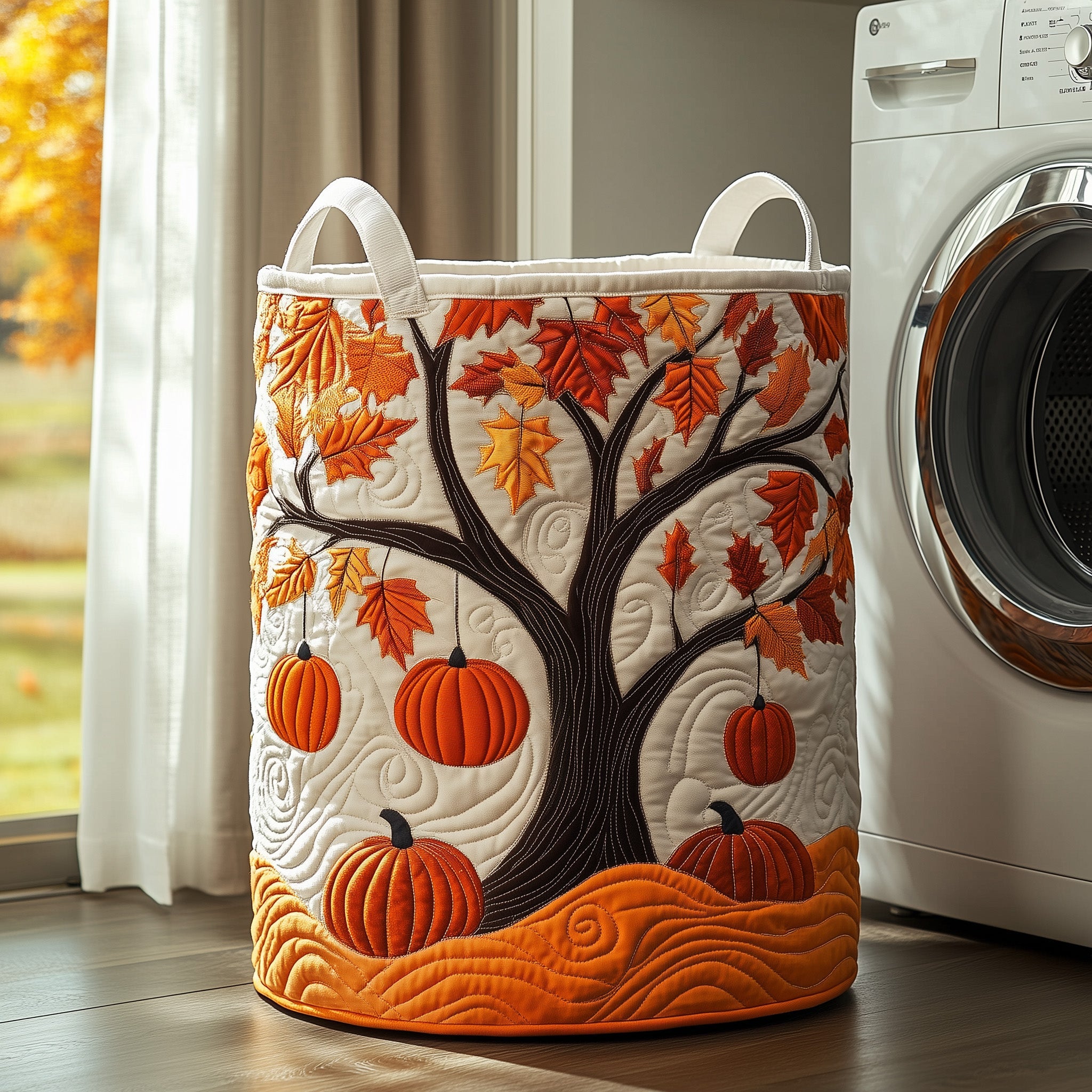 Autumn Pumpkin Quilted Laundry Basket Foldable Basket Storage Present For Pumpkin Lovers