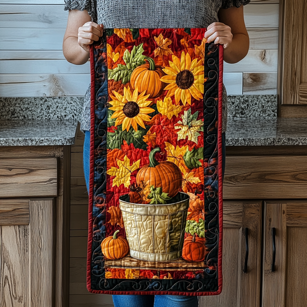 Autumn Pumpkin Quilted Table Runner Autumn Table Runner Gifts For Mother In Law