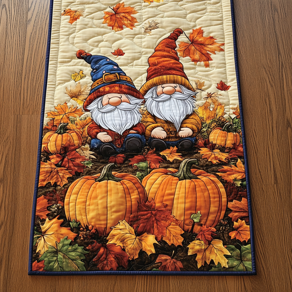 Autumn Pumpkin Scene Quilted Table Runner Autumn Table Runner Useful Gifts For Mom