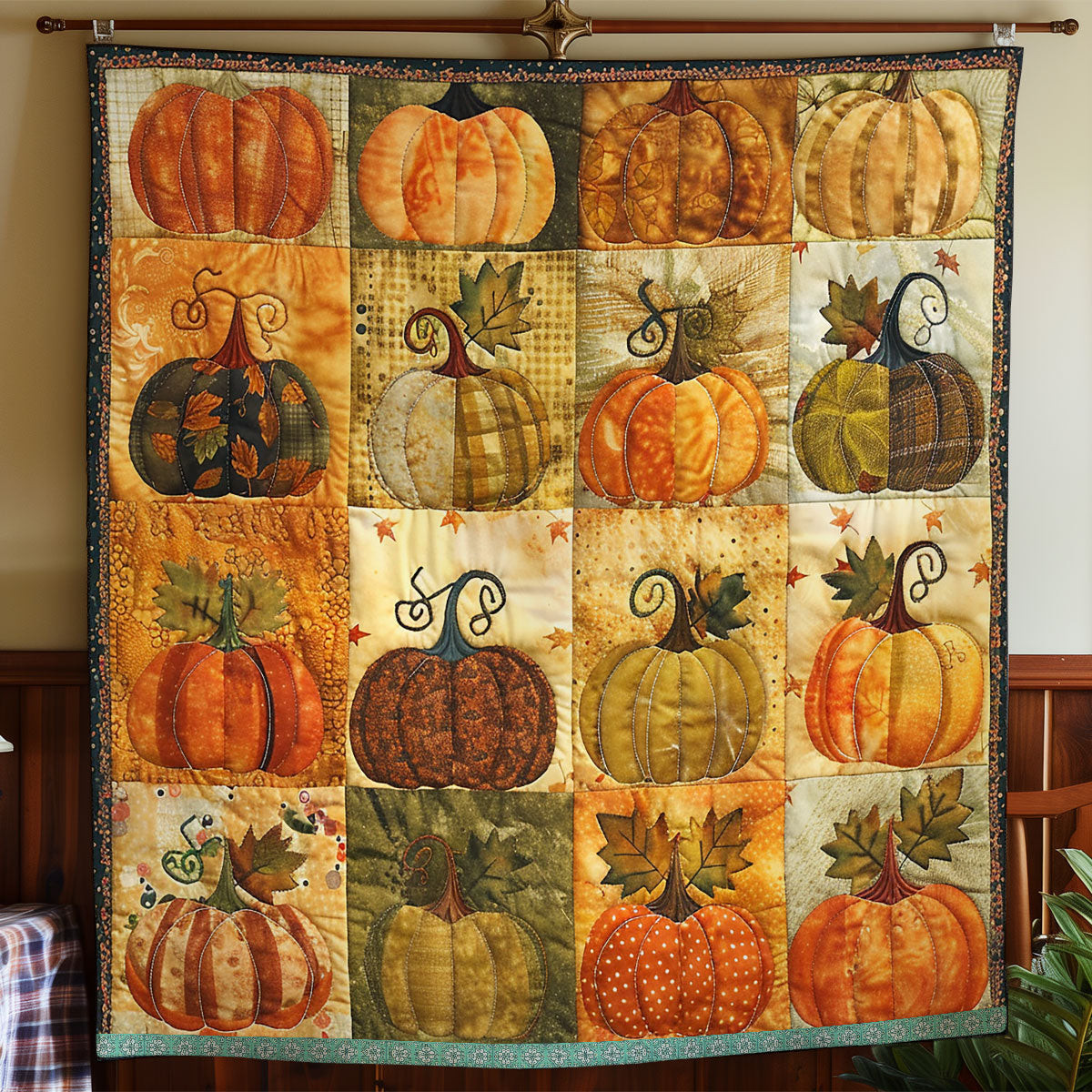 Autumn Pumpkins Quilt Blanket Soft Throw Blanket Awesome Mother's Day Gifts For Mom