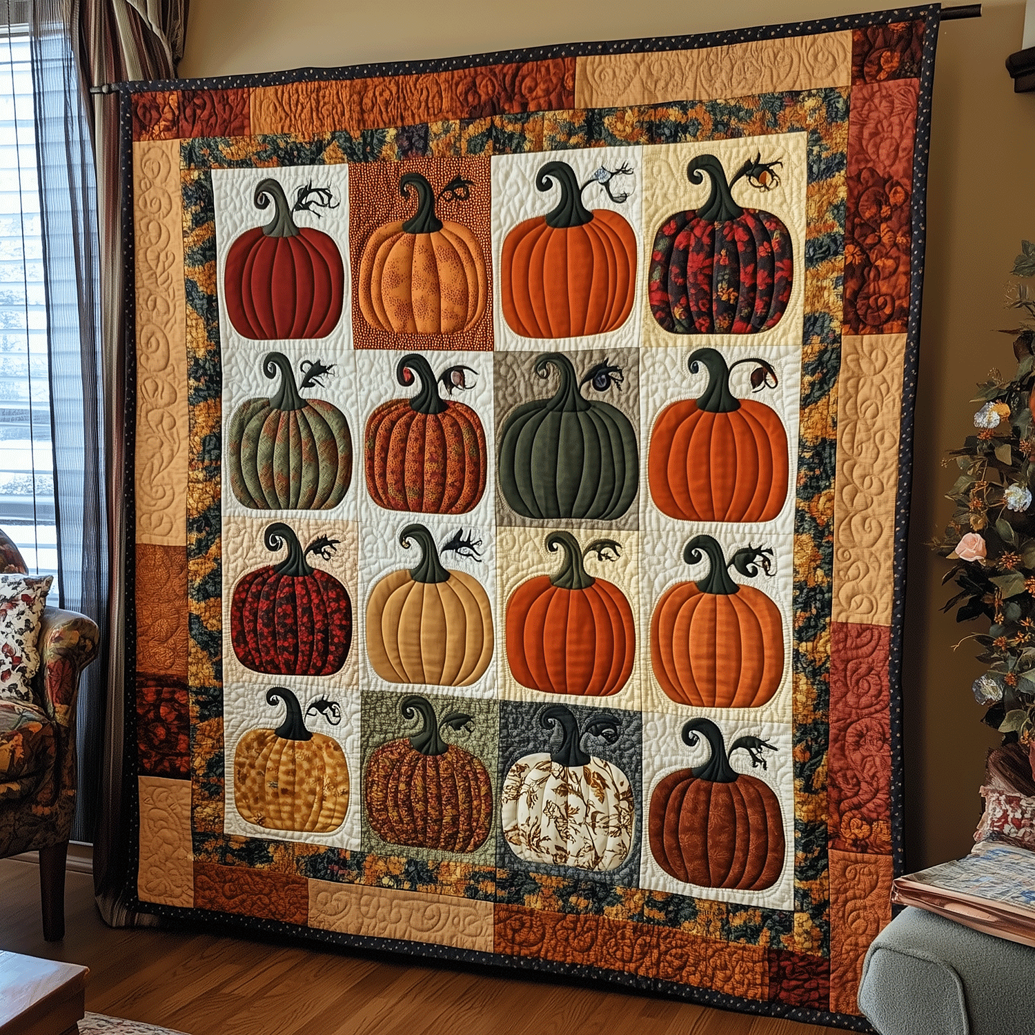 Autumn Pumpkins Quilted Blanket Spooky Gifts For Her