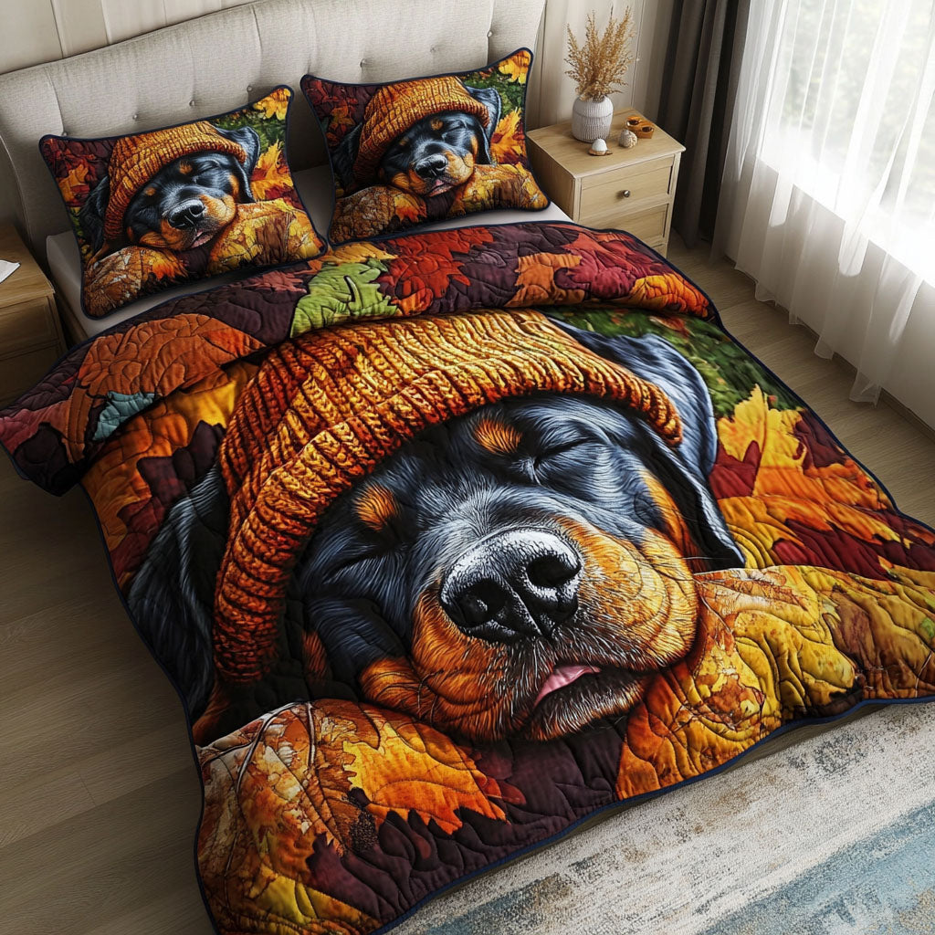 Autumn Pup Dreams Quilted Bedding Set Luxury Bed Sheet Gift Set for Ultimate Comfort