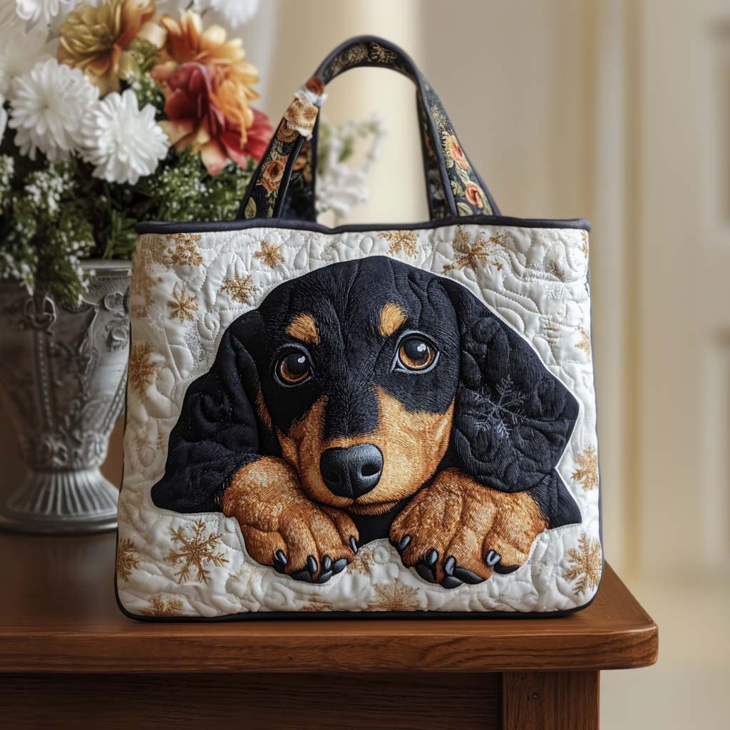 Autumn Pup Quilted Tote Bag Funny Presents For Dog Owners