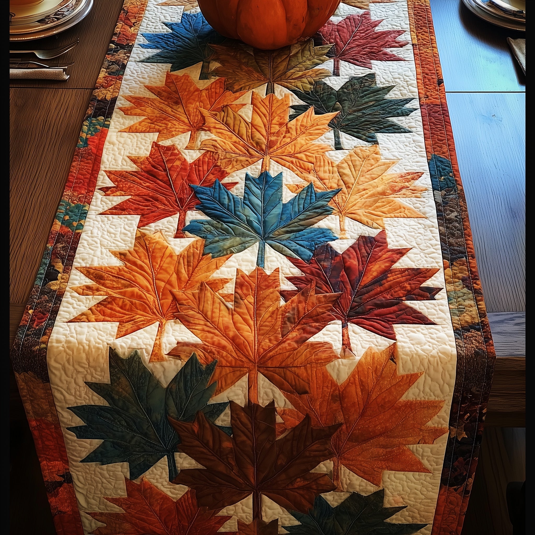 Autumn Quilted Table Runner Table Runner Gift for Holiday Season
