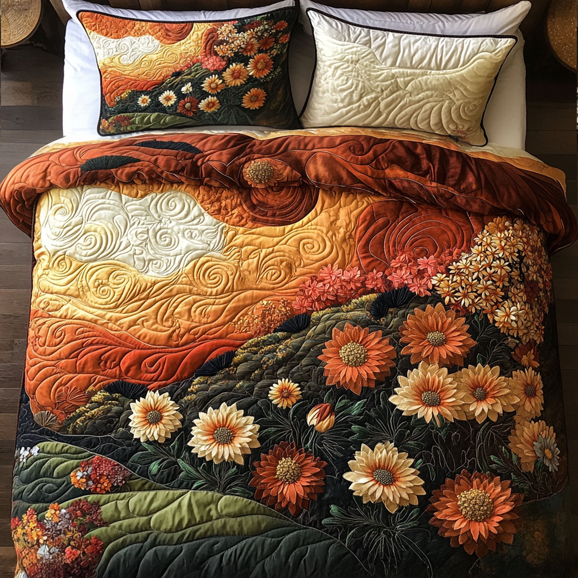 Autumn Radiance Quilted Bedding Set Cool Bedroom Decor Gifts For Autumn Lovers
