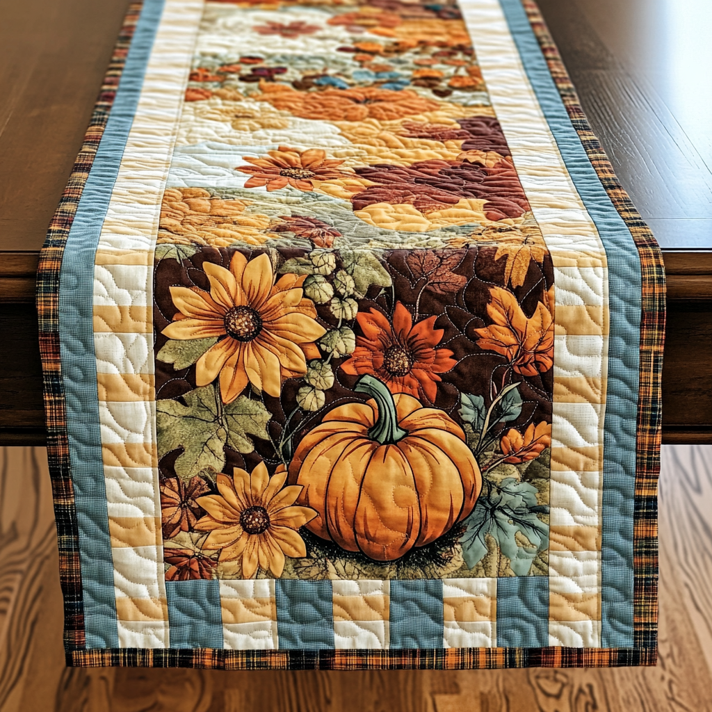Autumn Radiant Tones Quilted Table Runner Autumn Table Runner Gifts For Mother In Law