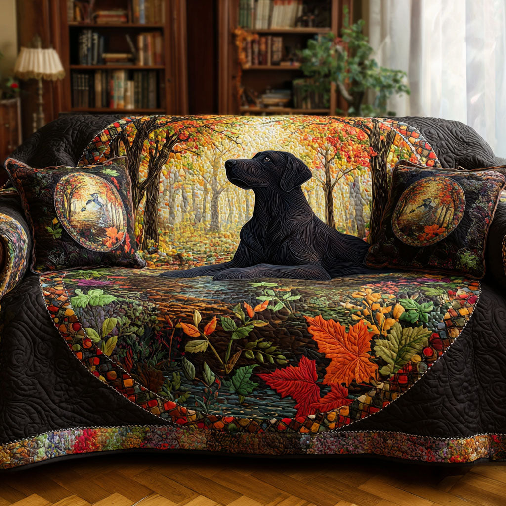 Autumn Retriever Quilted Sofa Cover Holiday Living Room Decor Great Dog Christmas Gifts