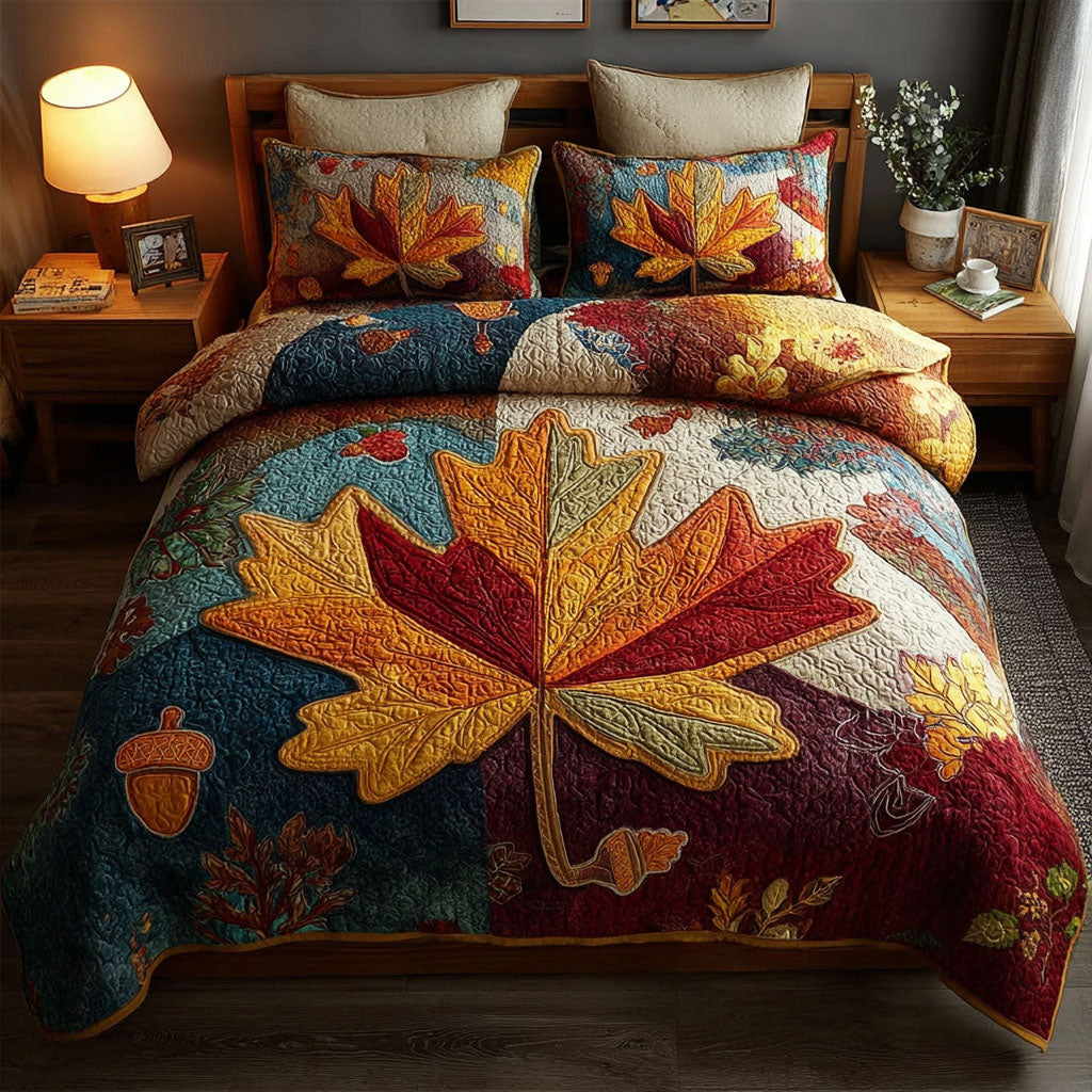 Autumn Reverie Quilted Bedding Set Cozy Bedroom Decor Small Fall Gift Ideas
