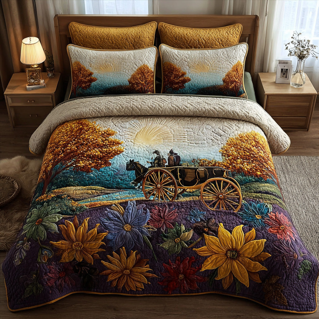Autumn Road Quilted Bedding Set Best Bed Sheet Set Good Family Gifts For Christmas