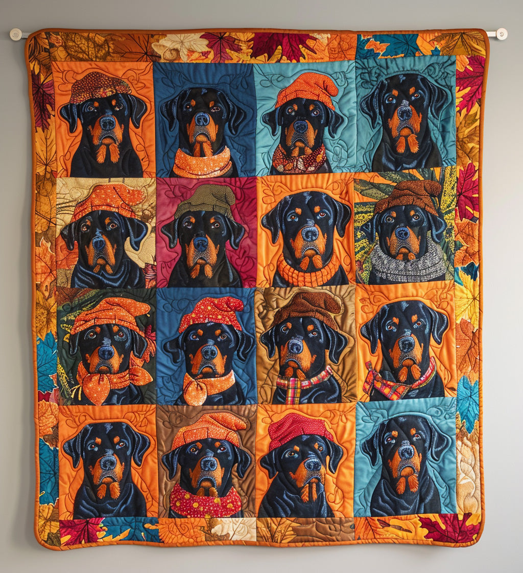 Autumn Rottweiler Retreat Quilted Blanket Great Dog Christmas Gifts