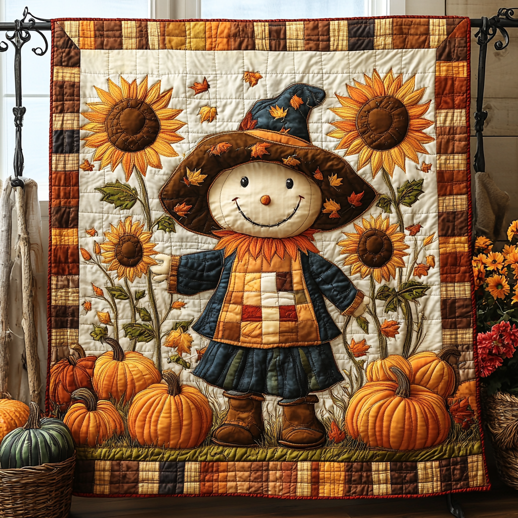 Autumn Scarecrow Quilted Blanket Autumn Throw Blanket Gifts With Skulls On Them