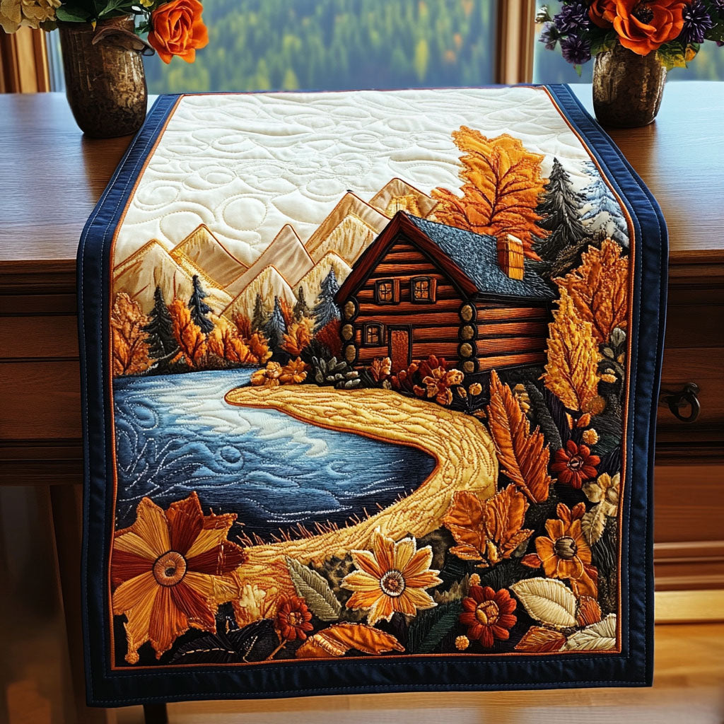 Autumn Serenity Quilted Table Runner Fall Farmhouse Table Runner Good Gifts For Dads