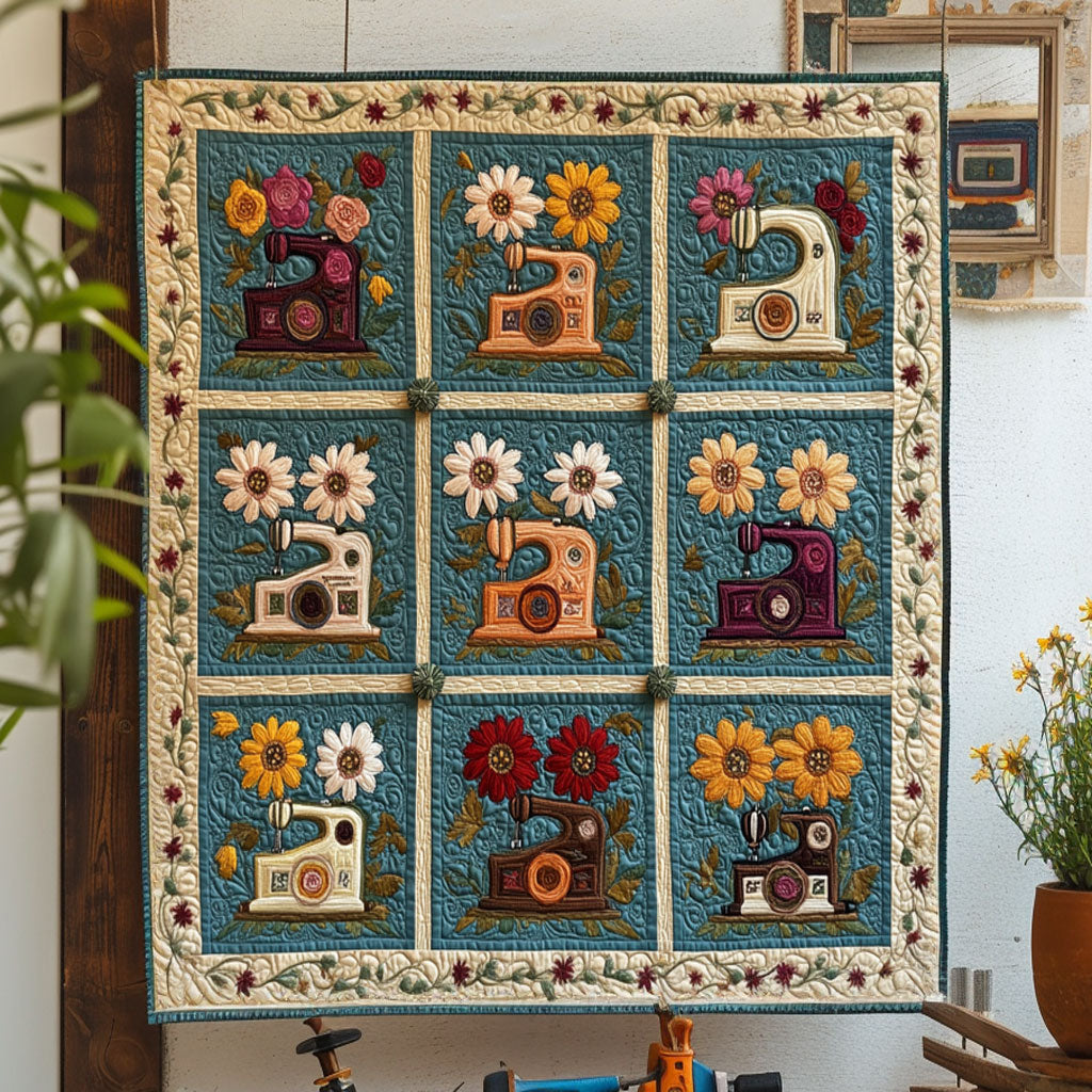 Autumn Sewing Machine Quilt Trendy Quilt Blanket Gift for Modern Home