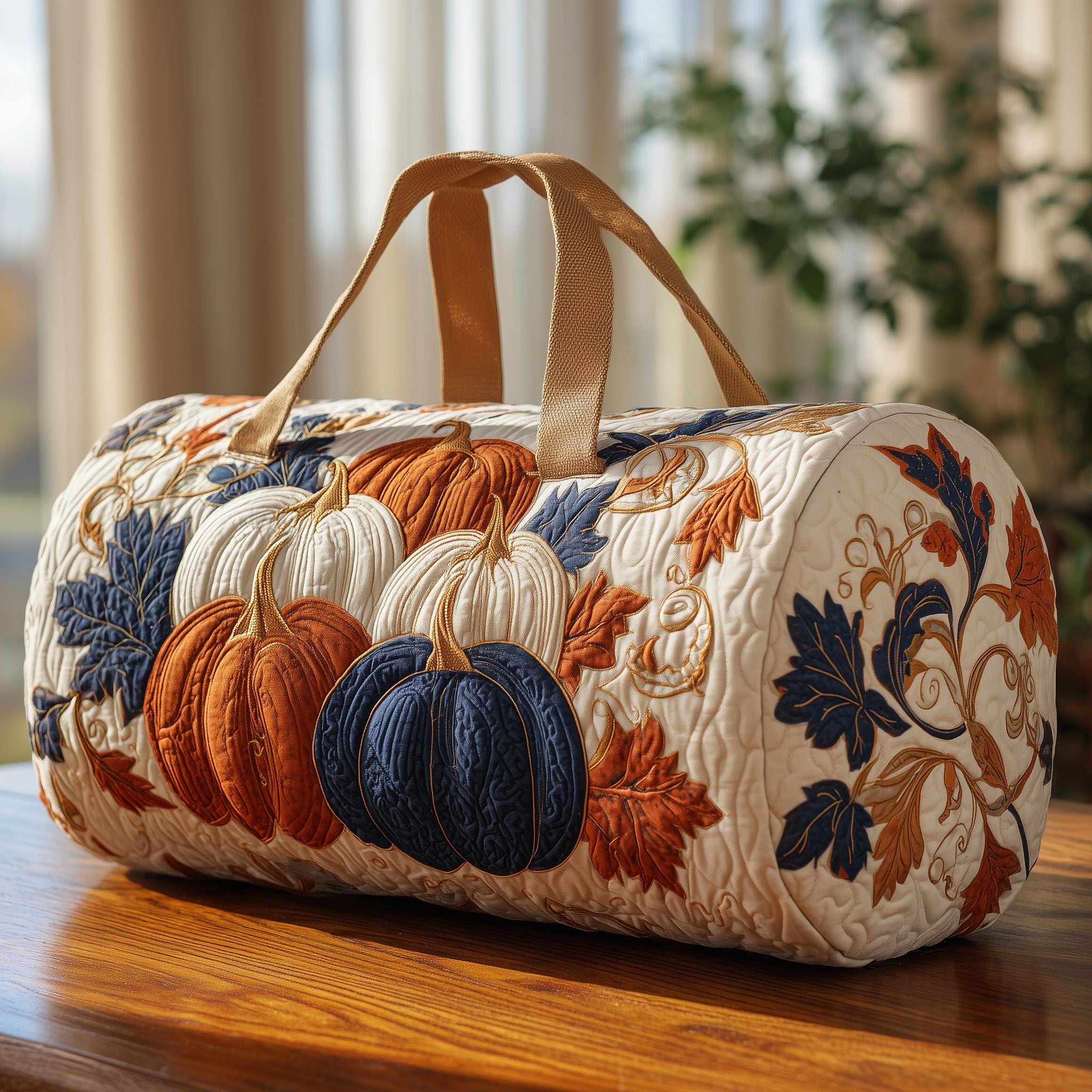 Autumn Spirit Quilted Duffle Bag Organized Storage Pockets