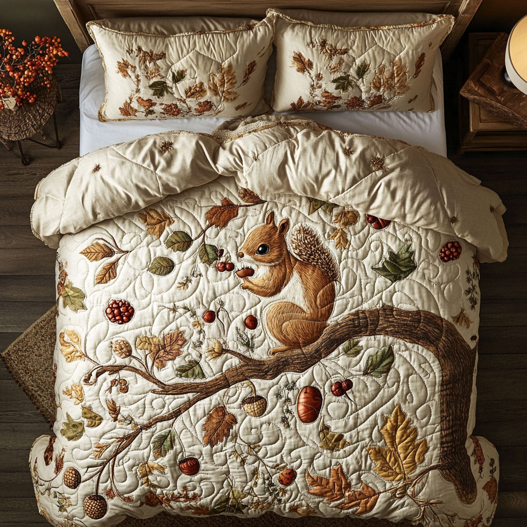 Autumn Squirrel Quilted Bedding Set Duvet Cover Bedspread Presents Ideas