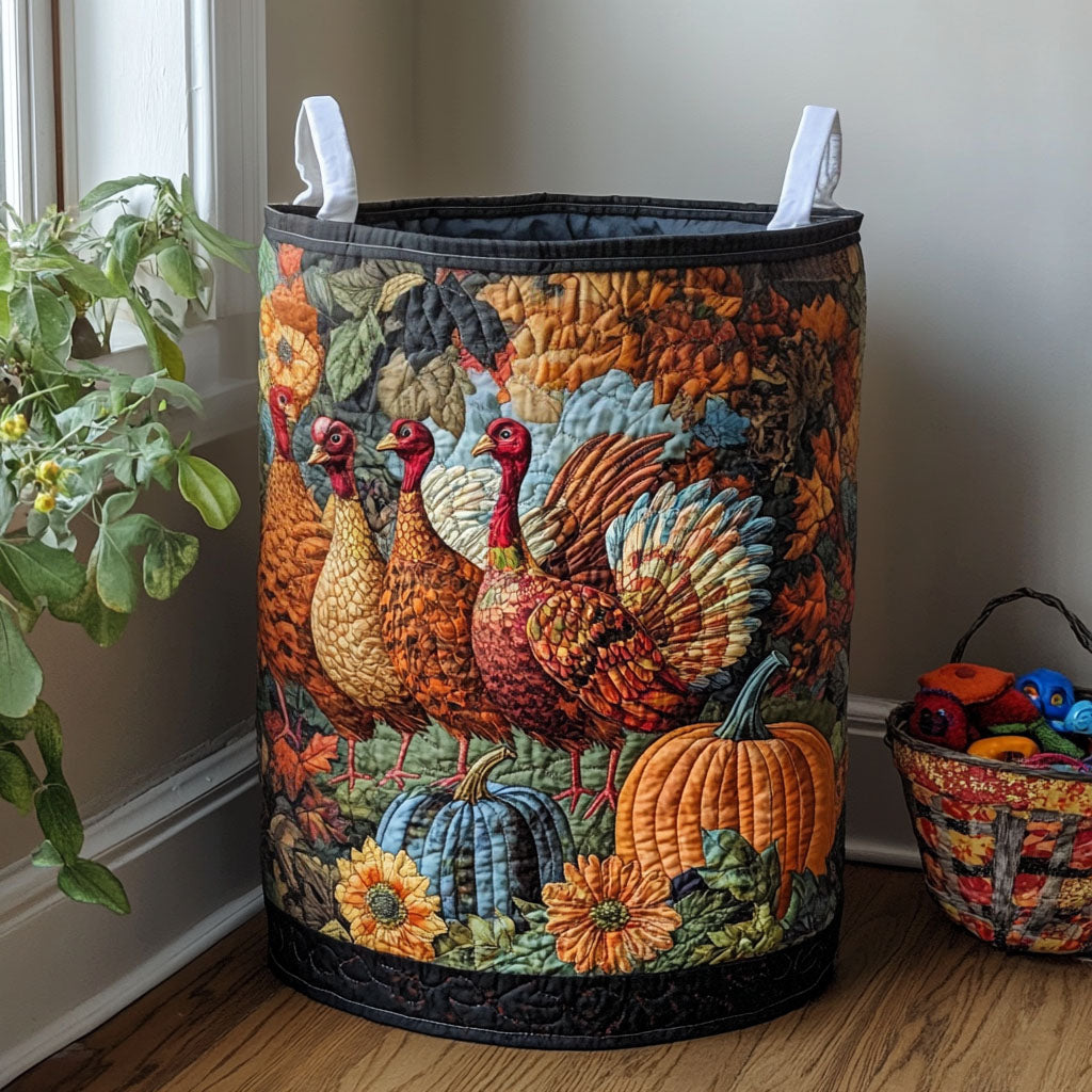 Autumn Strut Quilted Laundry Basket Merch For Home And Bedroom