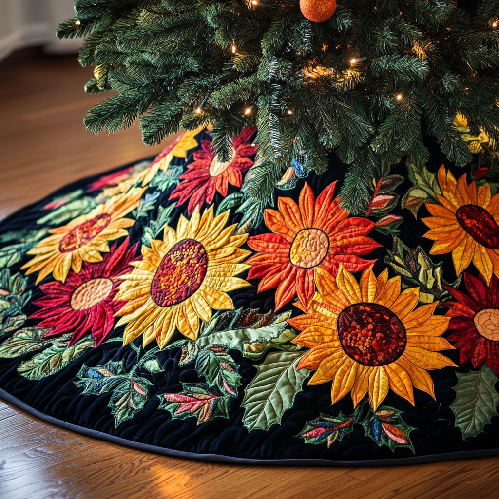 Autumn Sun Parade Quilted Christmas Tree Skirt Perfect Quilted Tree Skirt for a Magical Christmas