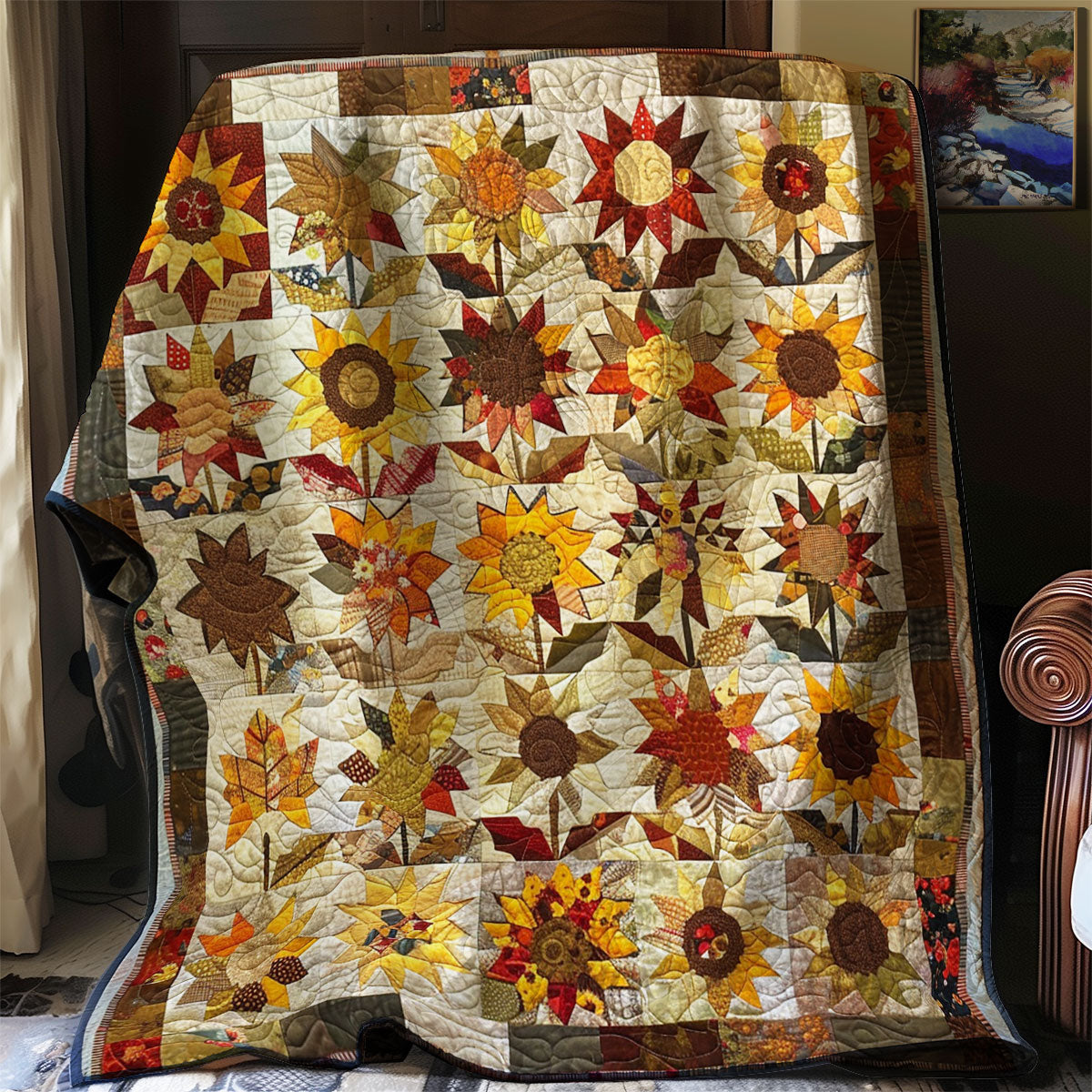 Autumn Sunflowers Quilt Blanket Throw Blankets For Couch Thoughtful Christmas Gifts For Wife