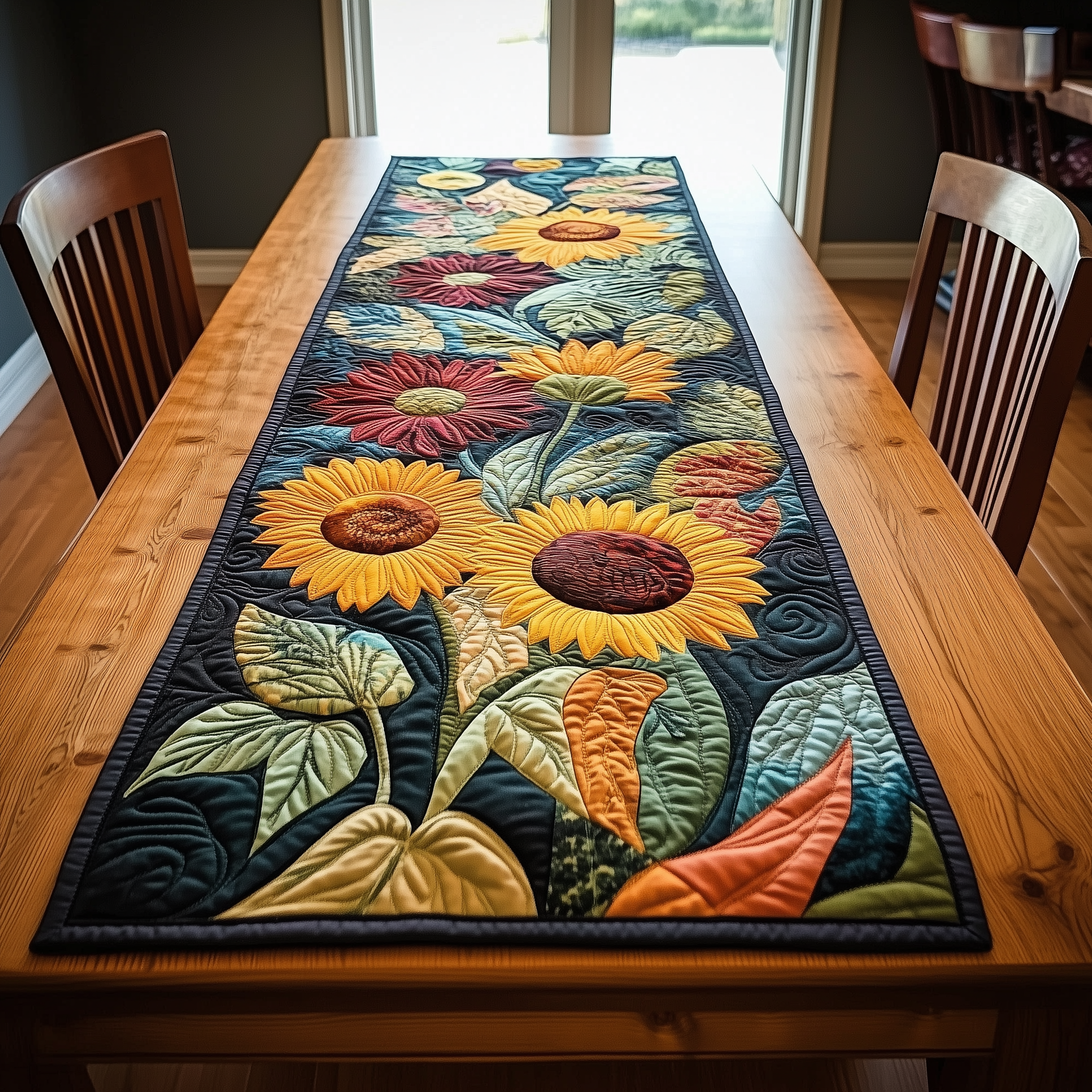 Autumn Sunflowers Quilted Table Runner Decorations Themed Sunflower Items For Gifts