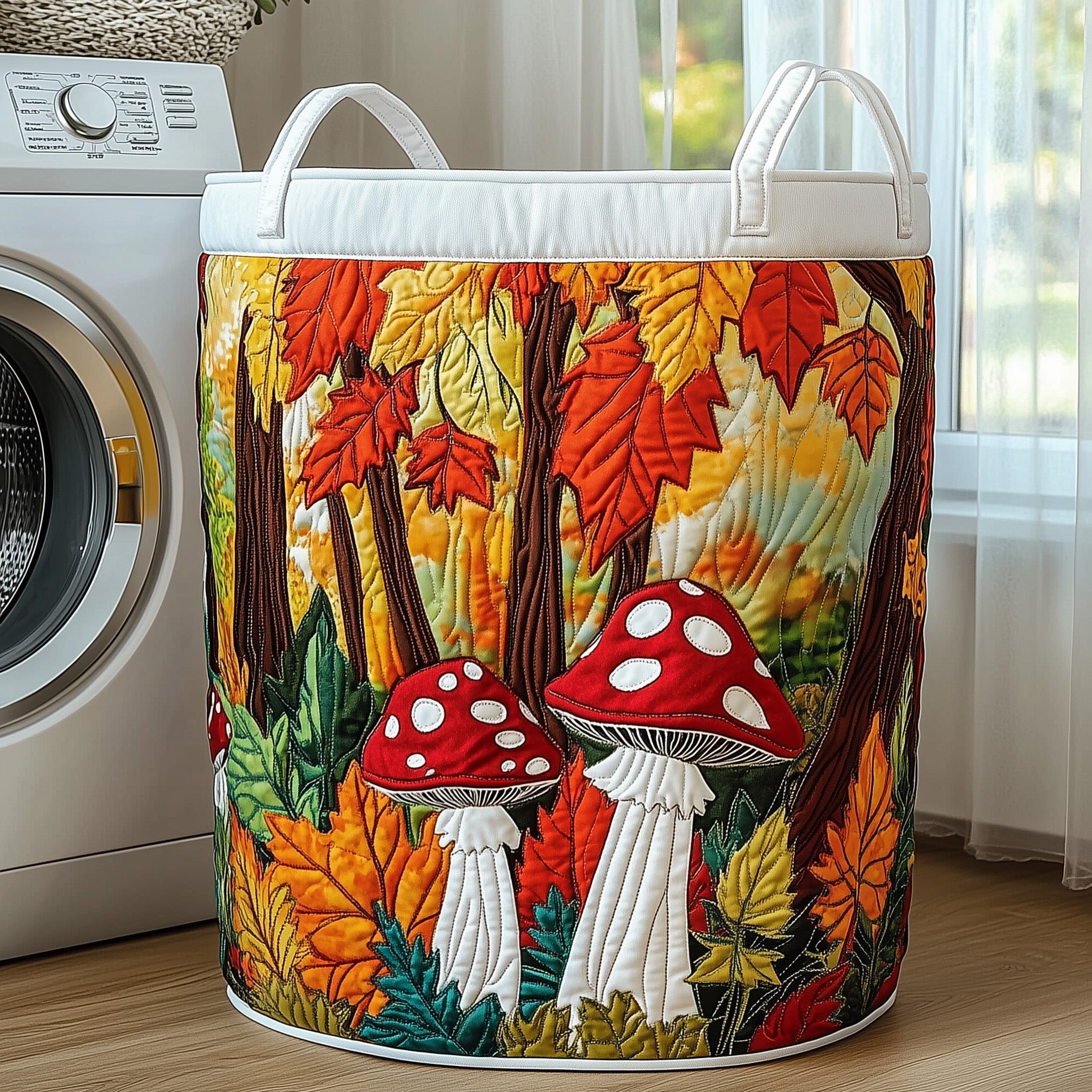 Autumn Toadstools Quilted Laundry Basket Foldable Basket Storage Gifts For Fall Enthusiasts