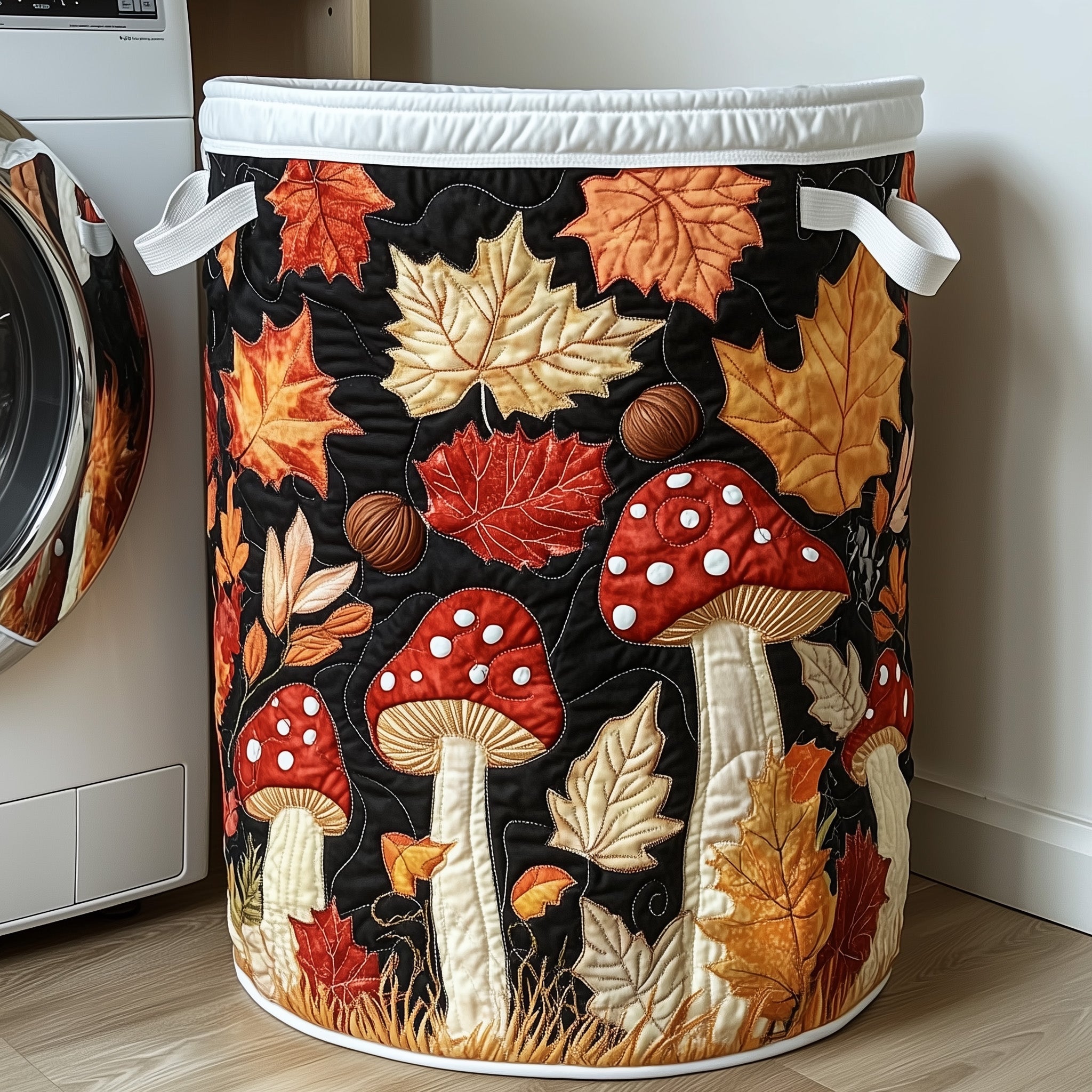 Autumn Toadstools Quilted Laundry Basket Foldable Basket Storage Present For Falll Fans