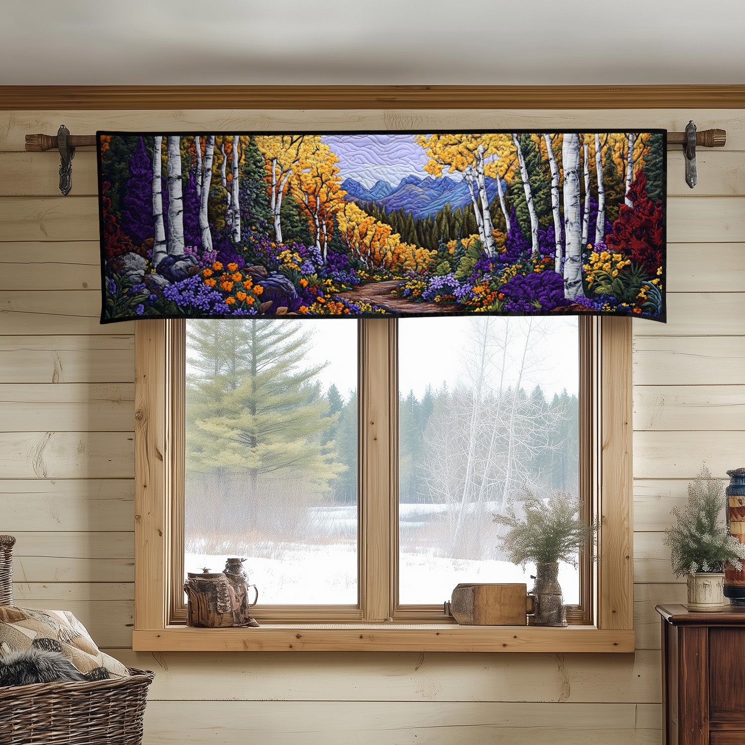 Autumn Trail Quilted Valance Nature Style Window Valance Xmas Gifts For Family
