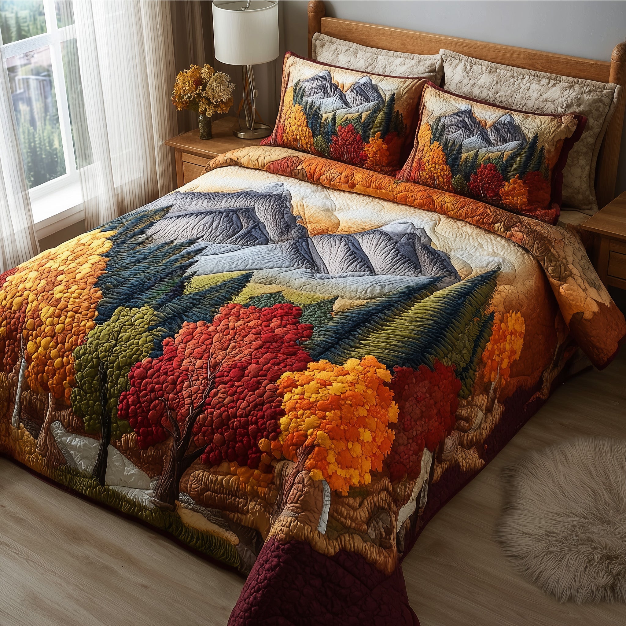 Autumn Trails Quilted Bedding Set Relaxing Sleep