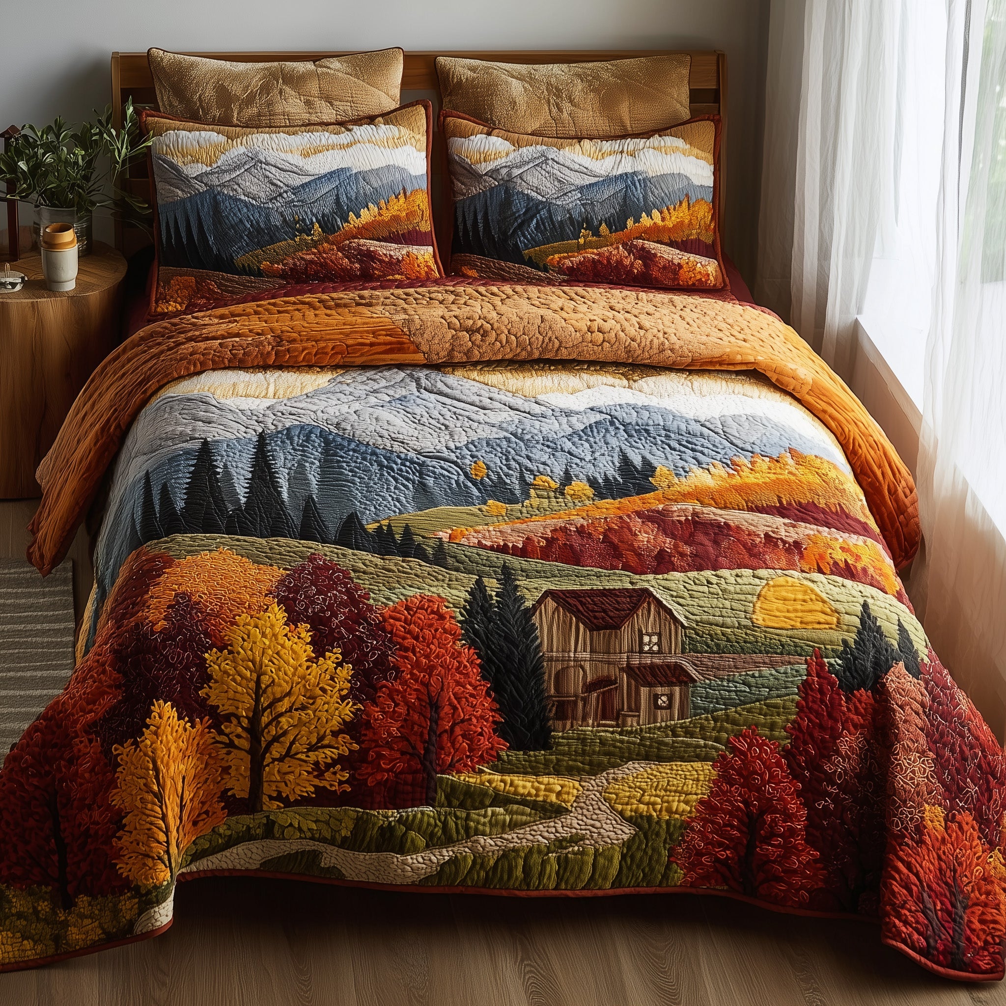 Autumn Trails Quilted Bedding Set Stylish Home Decor