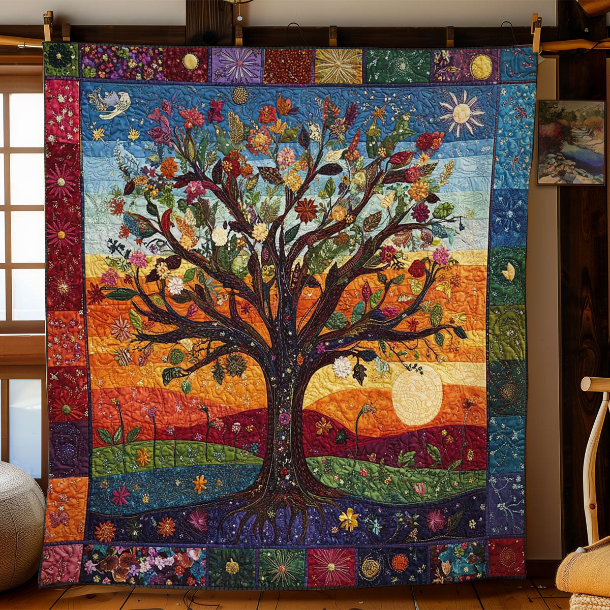 Autumn Tree Of Life Quilted Blanket Christmas Throw Blanket Christmas Gifts For New Moms