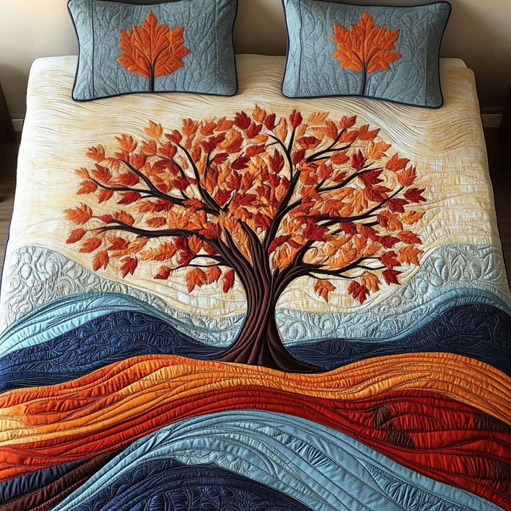 Autumn Tree Quilted Bedding Set Bed Decor Tree Of Life Gifts For Family