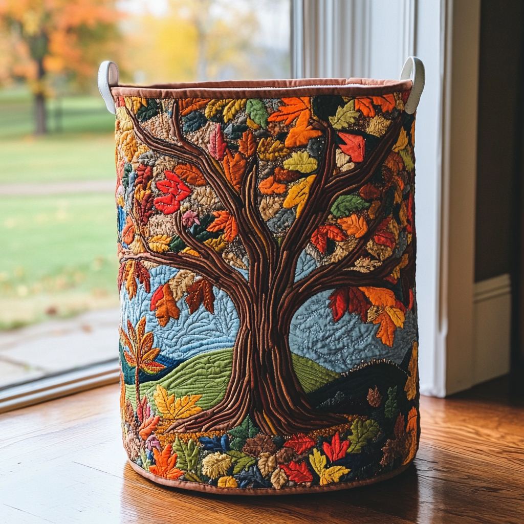 Autumn Tree Quilted Laundry Basket Everyday Merch Choice