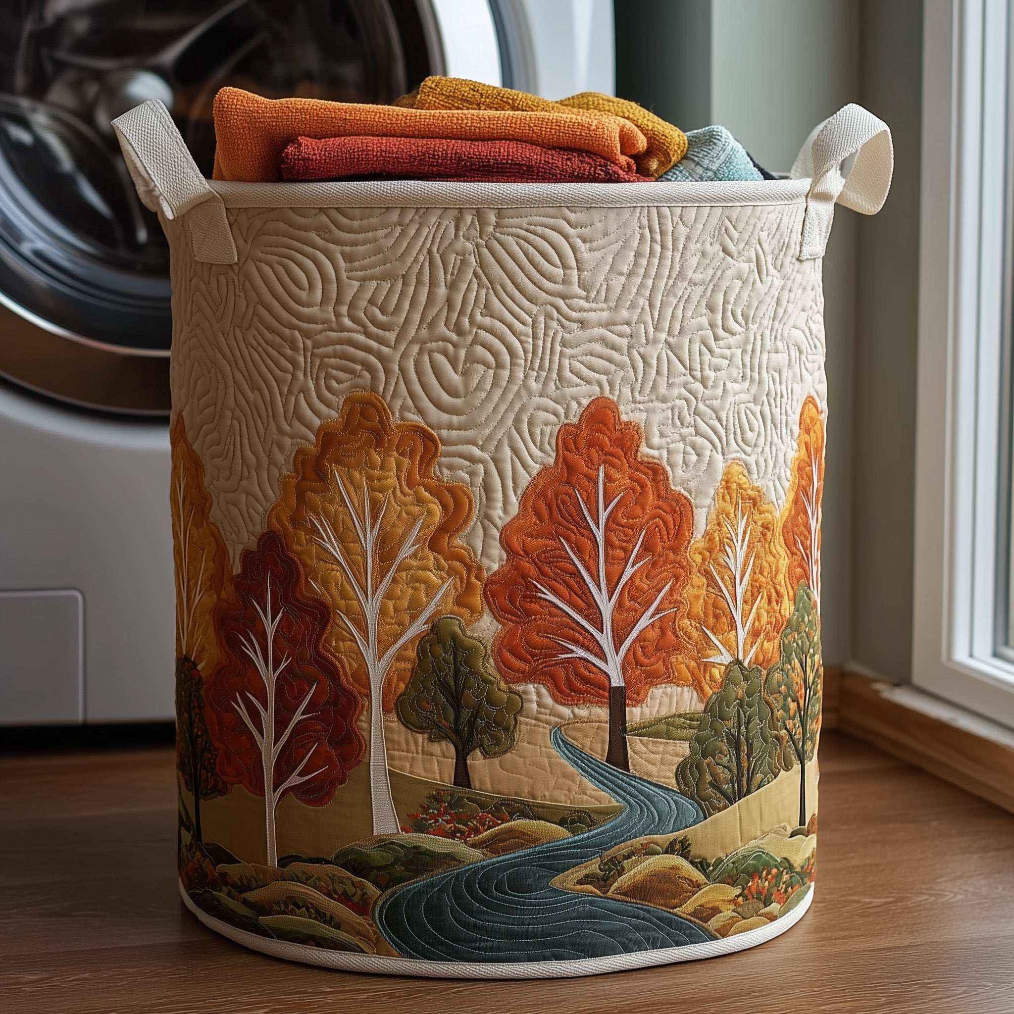 Autumn Tree Quilted Laundry Basket Foldable Basket Storage Gifts For Forest Lovers