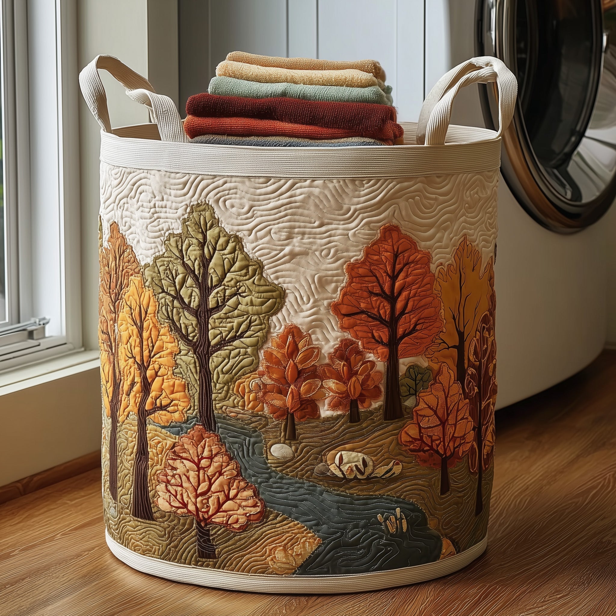 Autumn Tree Quilted Laundry Basket Unique Presents For Forest Mom