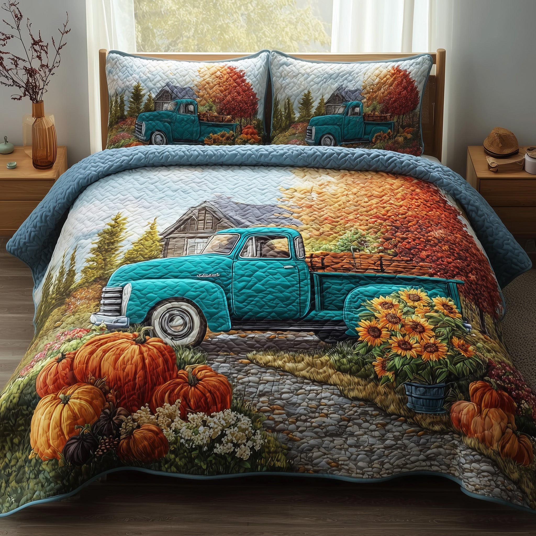 Autumn Truck Duvet Cover Set Durable Merch Build