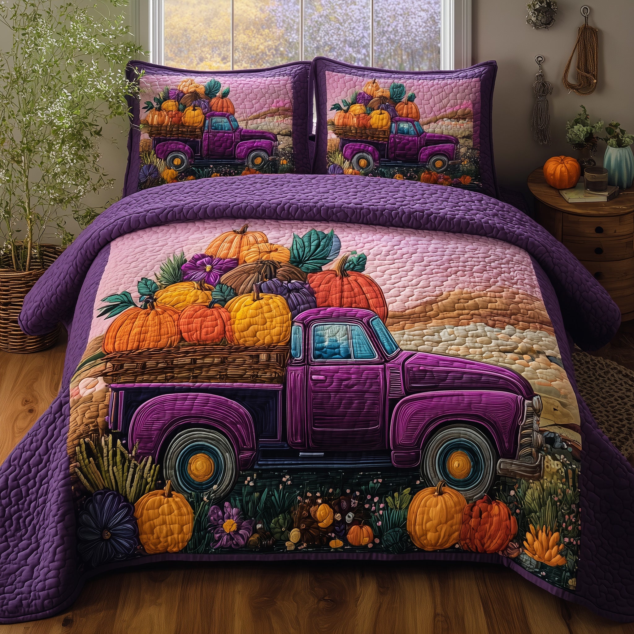 Autumn Truck Duvet Cover Set Merch For Daily Comfort