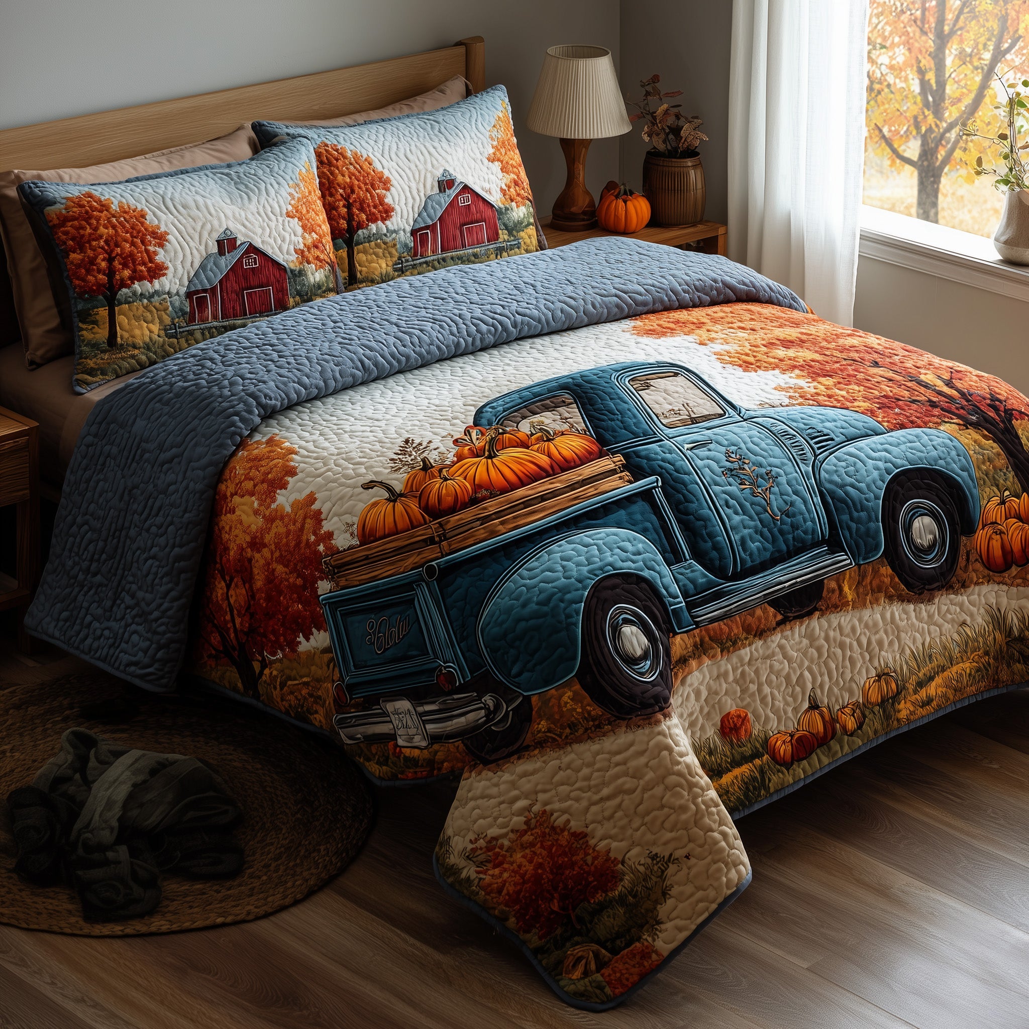 Autumn Truck Duvet Cover Set Modern Merch Vibe