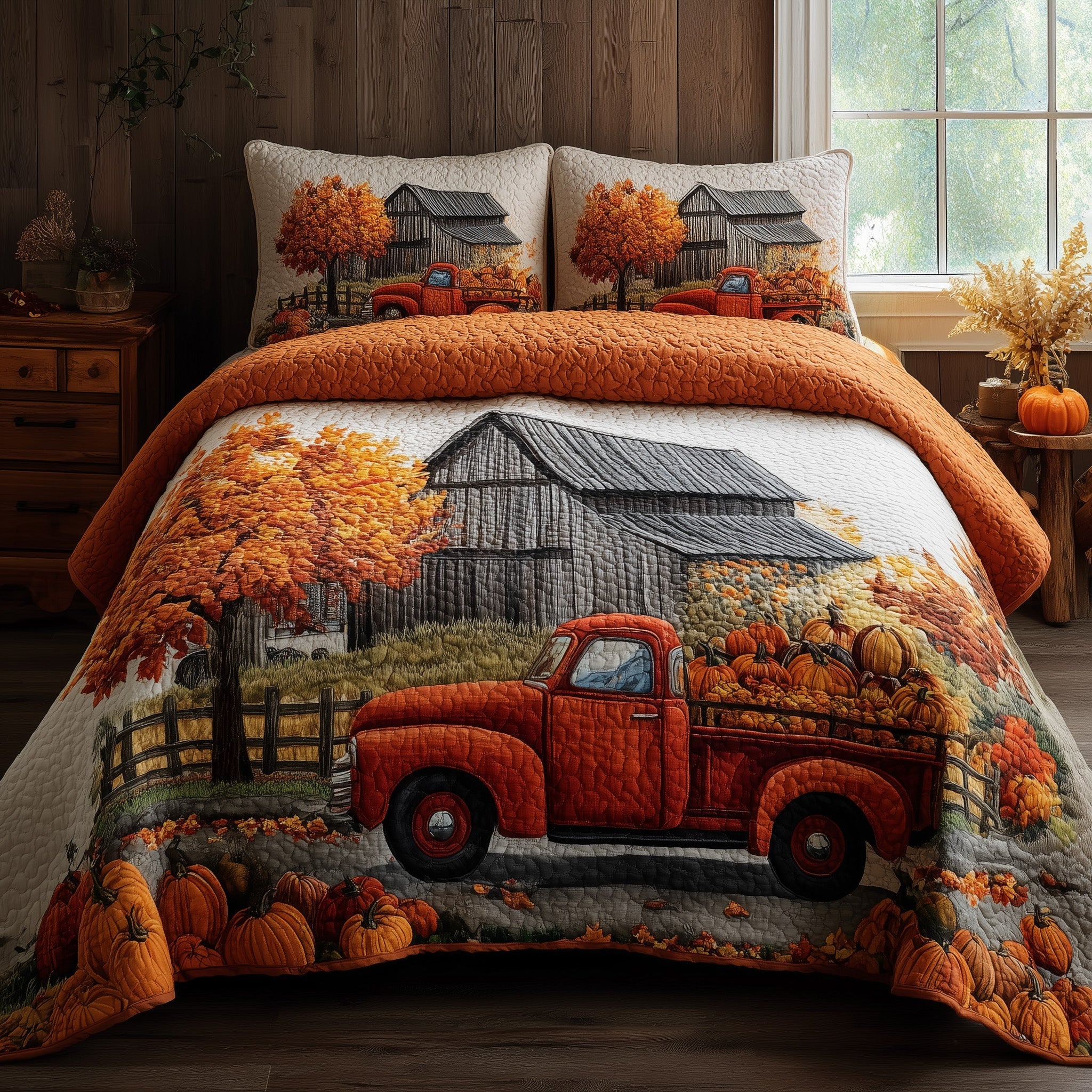 Autumn Truck Duvet Cover Set Trendy Merch Look